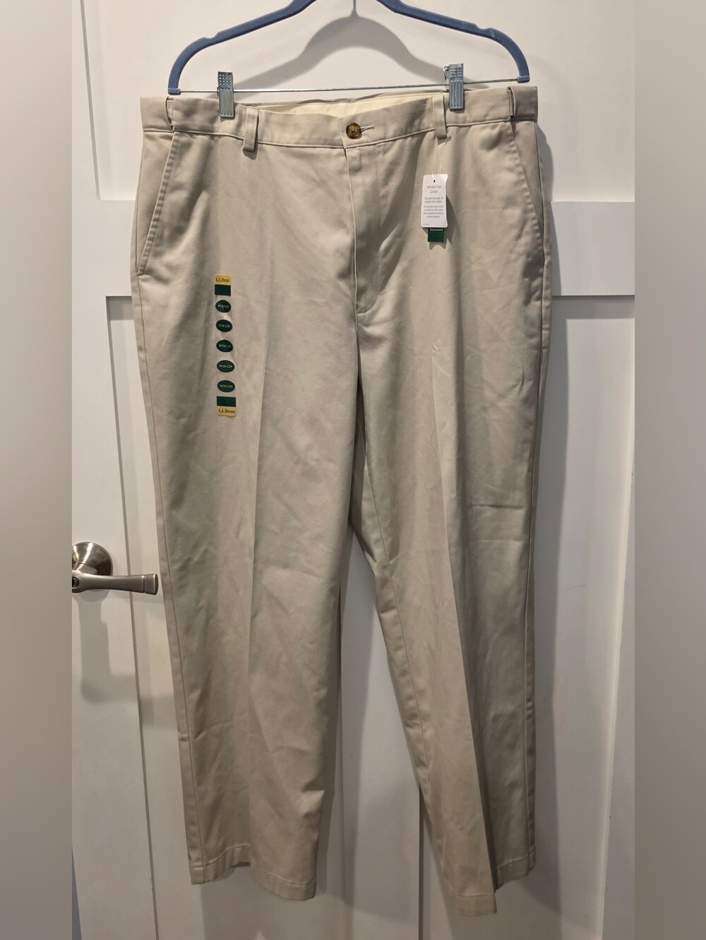 L.L.Bean Men's Hidden Comfort Wrinkle-Free Double L Chinos Khaki New 38x29 Pants